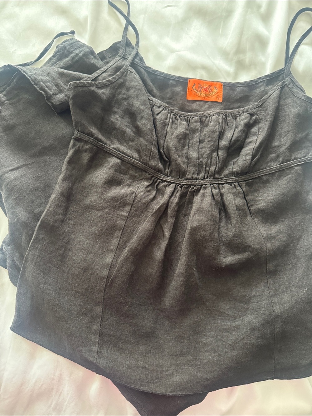Vintage Juicy Couture Black Linen Camisole and Drawstring Pant Small